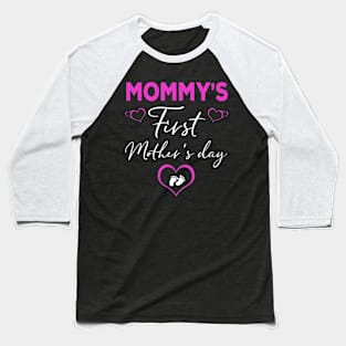 Funny Mommy_s first mother_s day t-shirt heart footprint tee Baseball T-Shirt